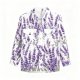 Women's White Shirt with All-Over Lavender Print