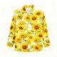Women's White Shirt with All-Over Sunflower Print