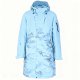 Men's Light Blue Long Coat with Camouflage Panel Print