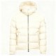Men’s Cream Beige Puffer Jacket with Subtle Metallic Dot Print